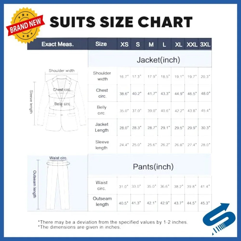 Slim Fit 3-Piece Tuxedo Suit Set for Prom Business Formal Wear